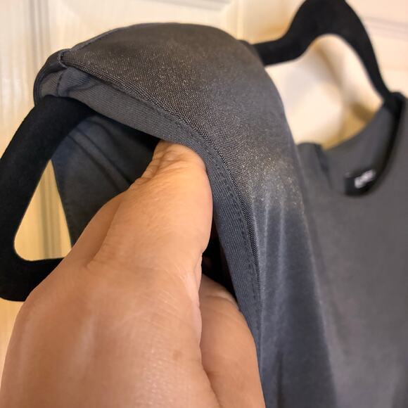 Express Metallic Silver Gray Sleeveless Wrap Regency Dress Size M Classic Sleek - Picture 4 of 12